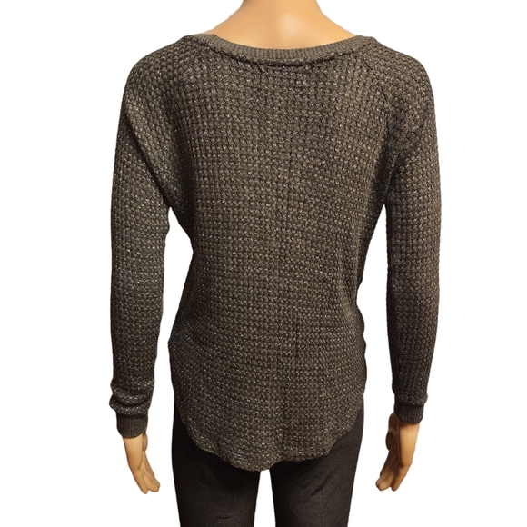 Velvet by Graham & Spencer Shimmery Knit Henley Sweater - Picture 3 of 10